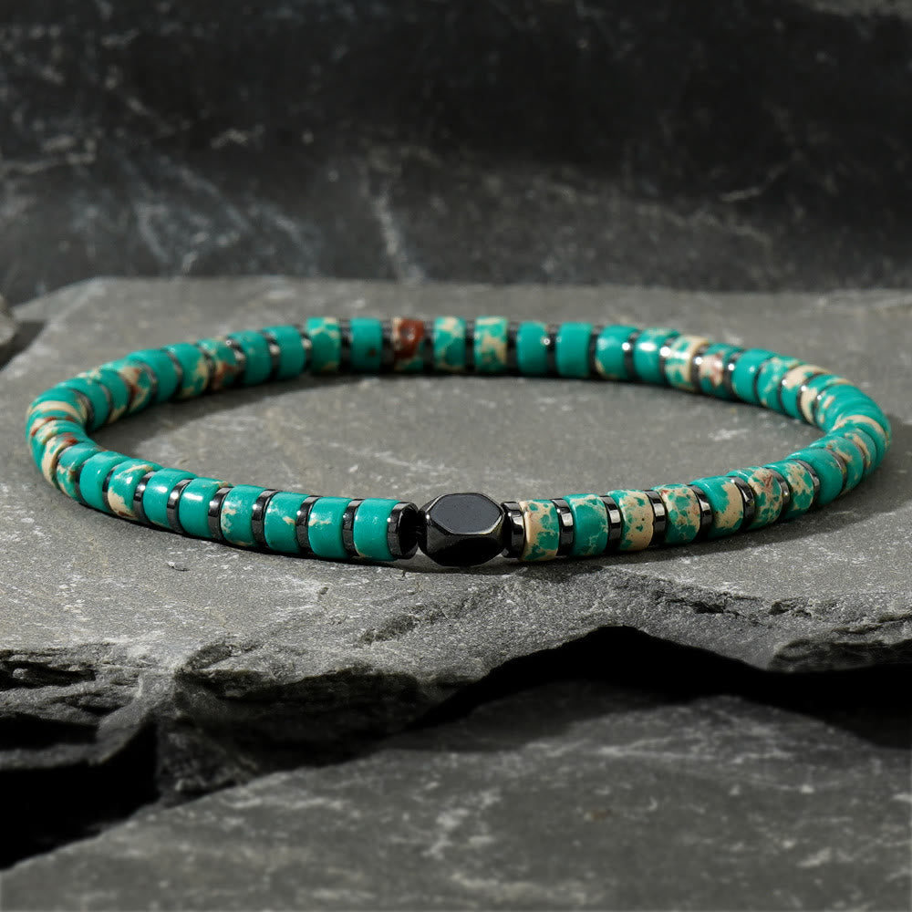 Olivenorma Bohemian Natural Emperor Stone Beaded Bracelet - Blue Emperor Stone - image 0