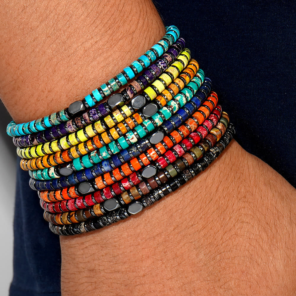 Olivenorma Bohemian Natural Emperor Stone Beaded Bracelet - image 5