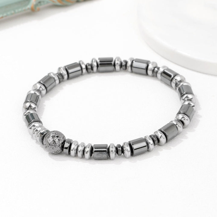 Olivenorma Punk Hematite Lava Stone Beaded Bracelet - image 3
