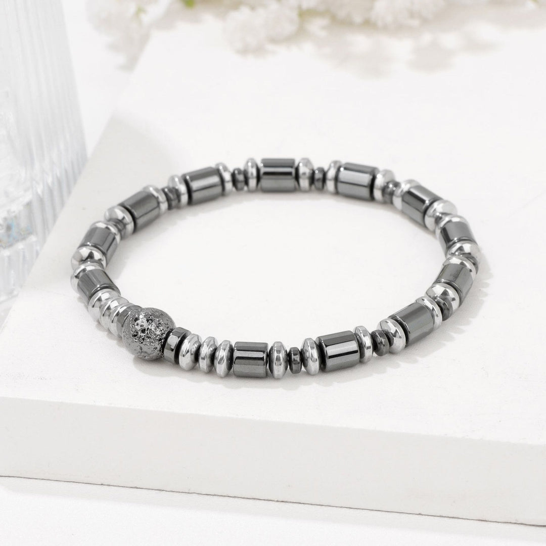 Olivenorma Punk Hematite Lava Stone Beaded Bracelet - image 2