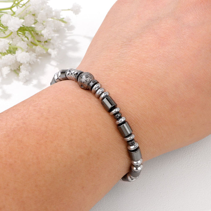 Olivenorma Punk Hematite Lava Stone Beaded Bracelet - image 1