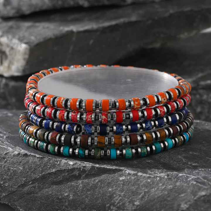 Olivenorma Boho Style Natural Agate Gem Beaded Bracelet - image 0