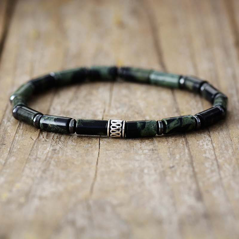 Olivenorma 2Pcs Natural Malachite Wood Stacked Beaded bracelet - Natural Stone Bracelet - image 3