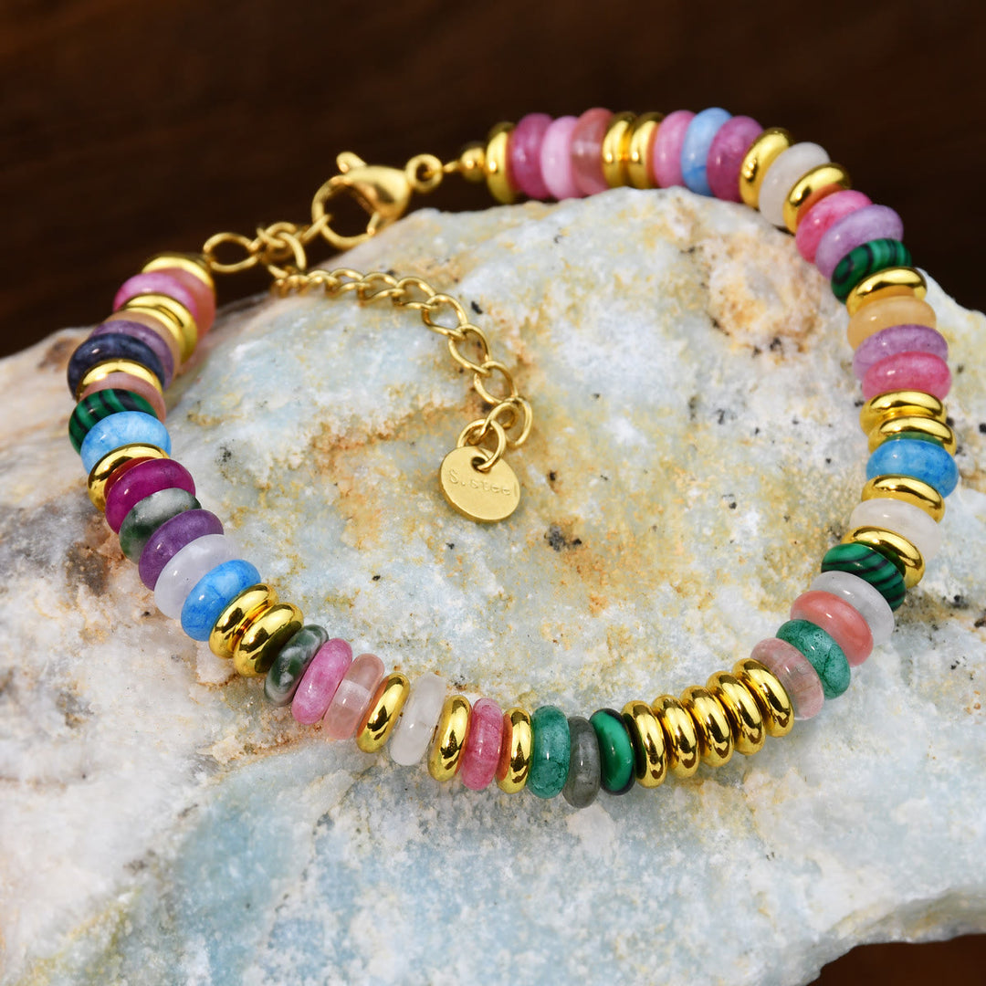 Olivenorma Boho Colorful Natural Agate Beaded Bracelet - image 9