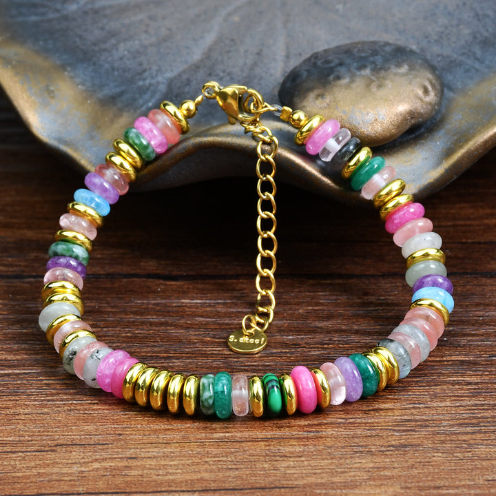 Olivenorma Boho Colorful Natural Agate Beaded Bracelet - Natural Stone - image 8