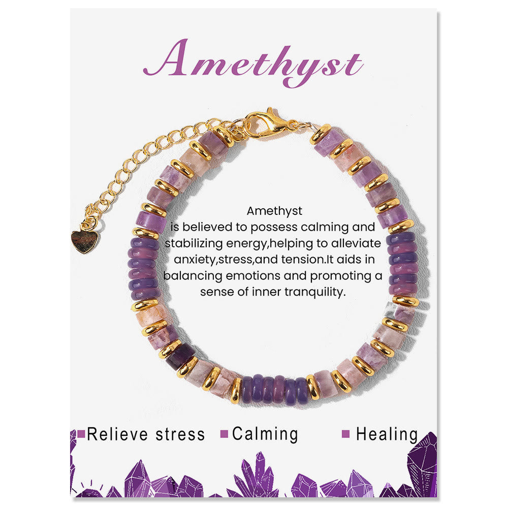 Olivenorma Wheel Cut Natural Gemstone Beaded Bracelet - image 1