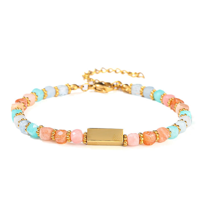 Olivenorma Cube Cut Natural Gemstone Beaded Bracelet - image 9