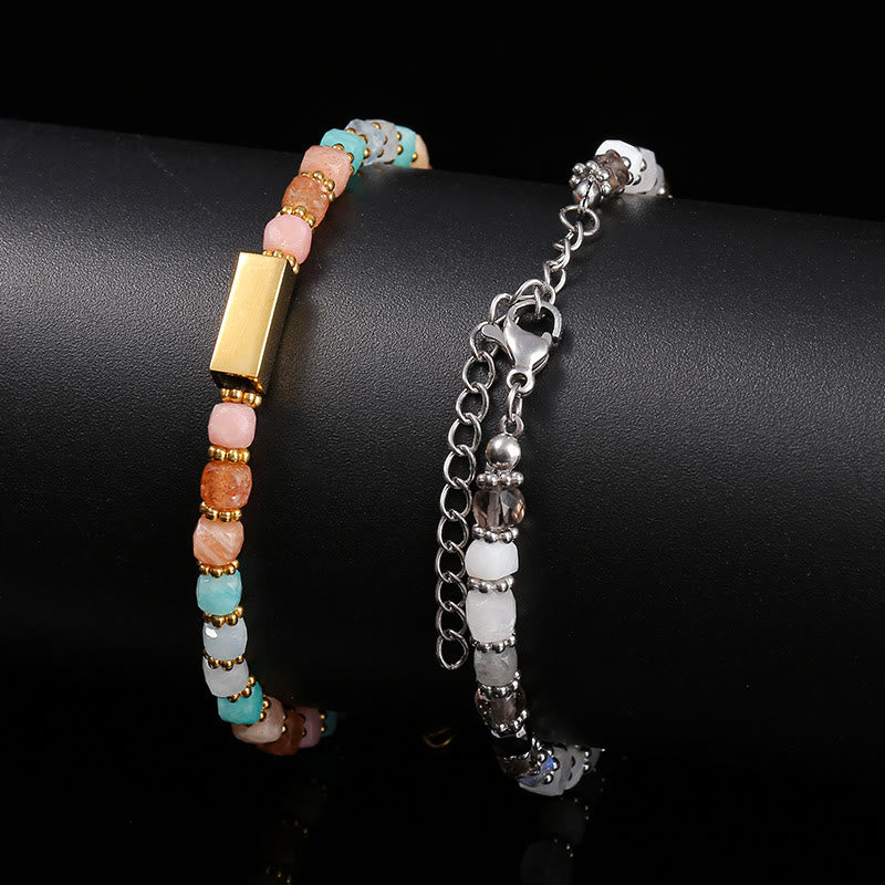 Olivenorma Cube Cut Natural Gemstone Beaded Bracelet - image 16