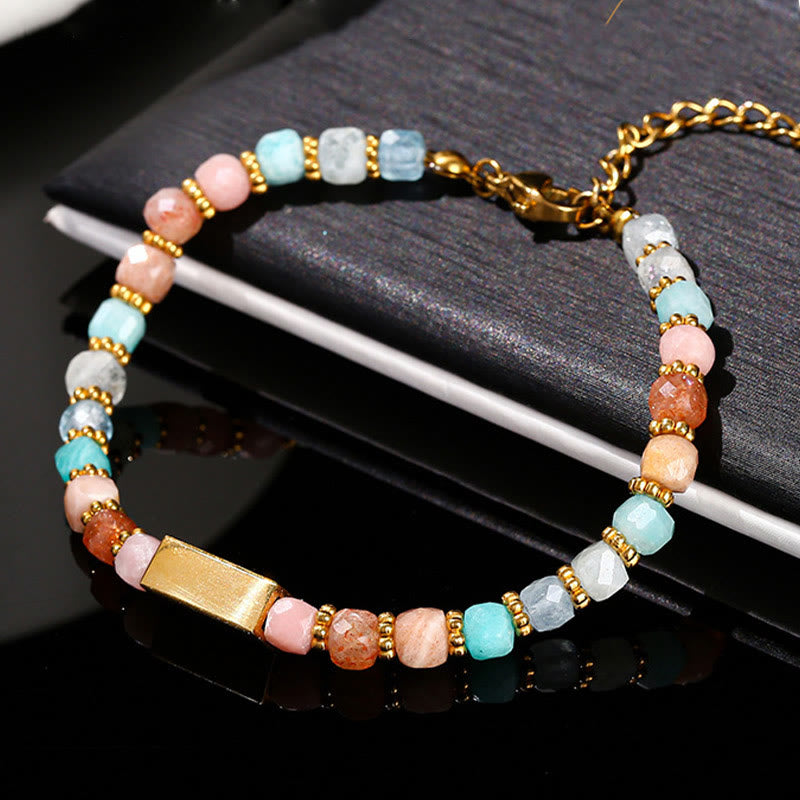 Olivenorma Cube Cut Natural Gemstone Beaded Bracelet - image 7