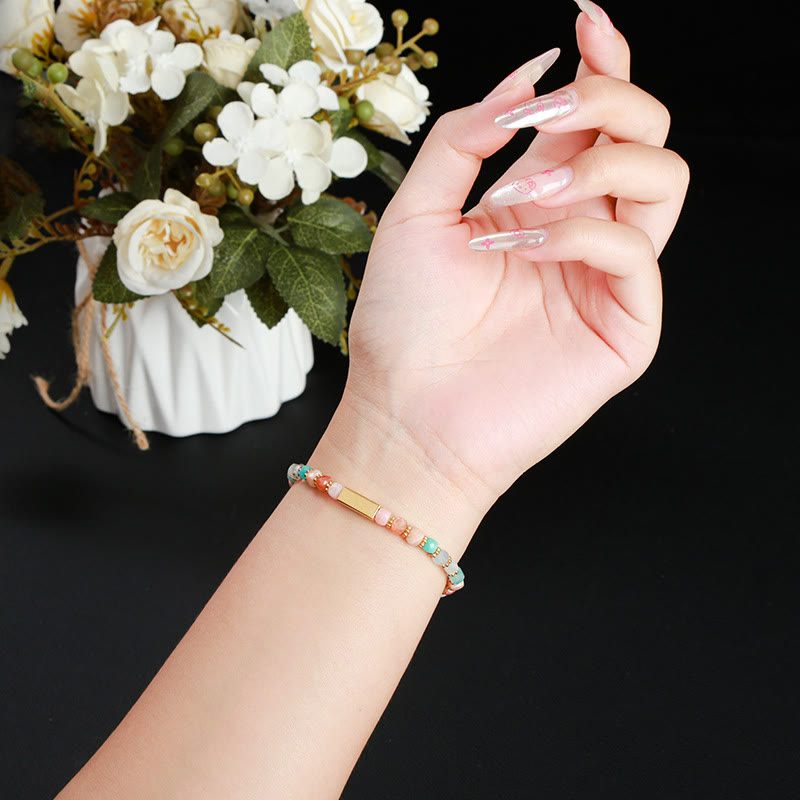 Olivenorma Cube Cut Natural Gemstone Beaded Bracelet - image 6