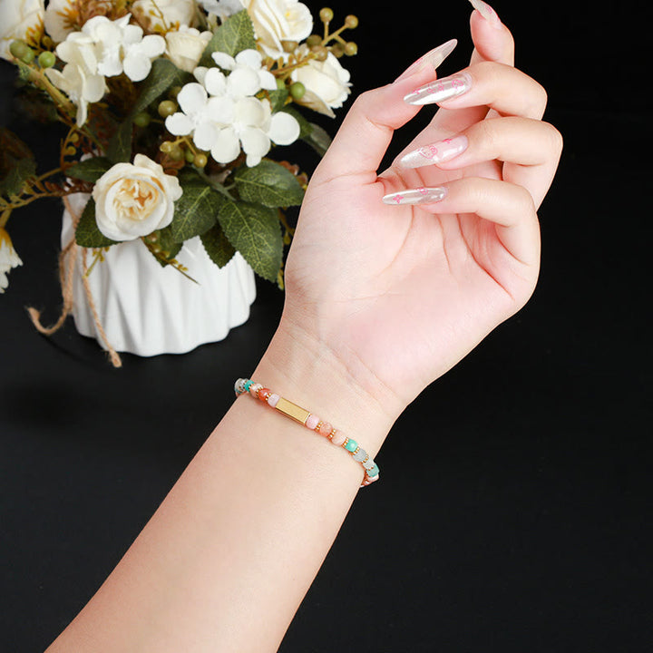 Olivenorma Cube Cut Natural Gemstone Beaded Bracelet - image 6