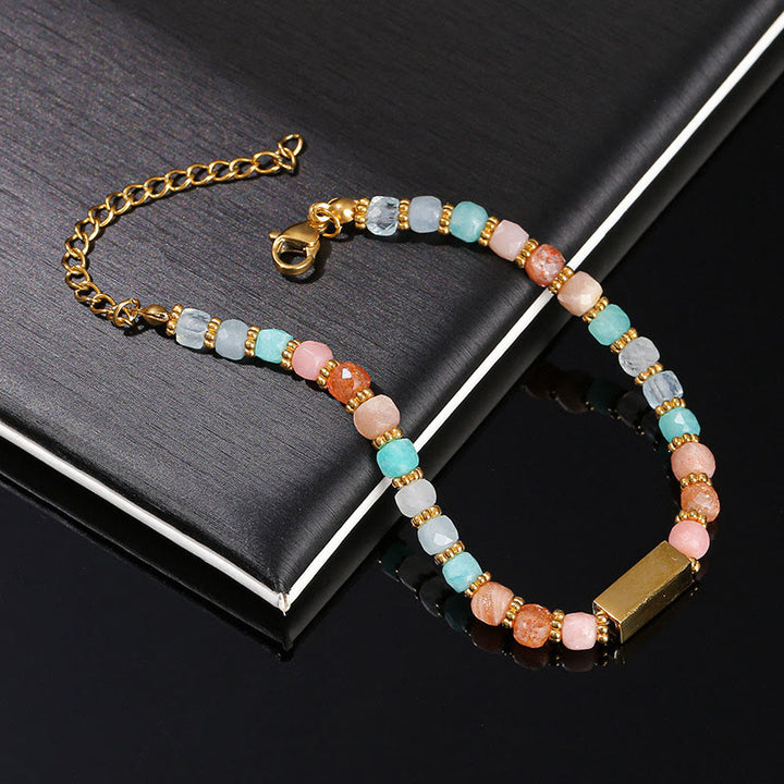 Olivenorma Cube Cut Natural Gemstone Beaded Bracelet - image 8