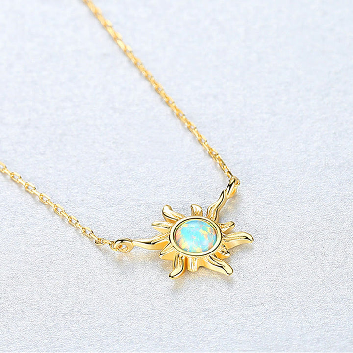 Olivenorma Opal Sun Shaped 925 Sterling Silver Necklace - image 2