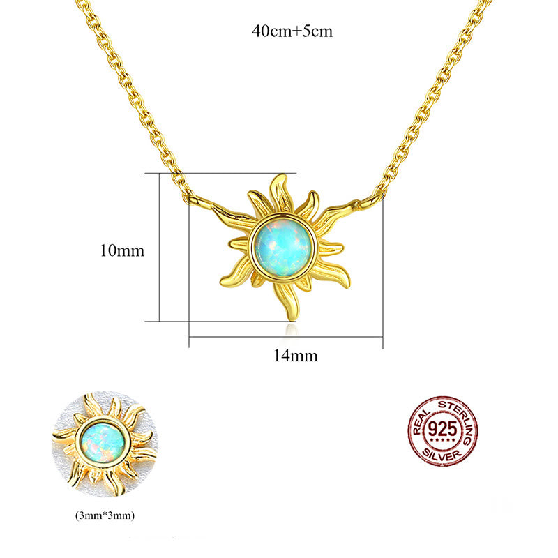 Olivenorma Opal Sun Shaped 925 Sterling Silver Necklace - image 3
