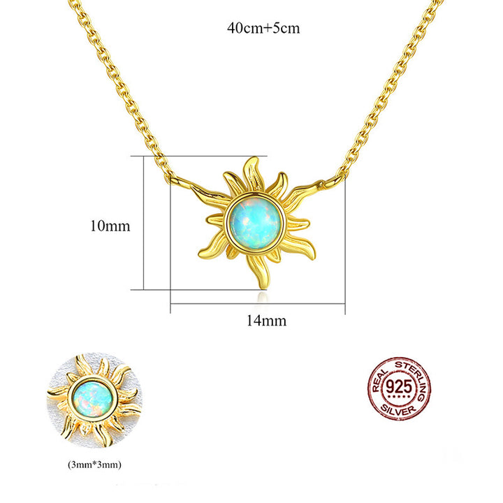 Olivenorma Opal Sun Shaped 925 Sterling Silver Necklace - image 3