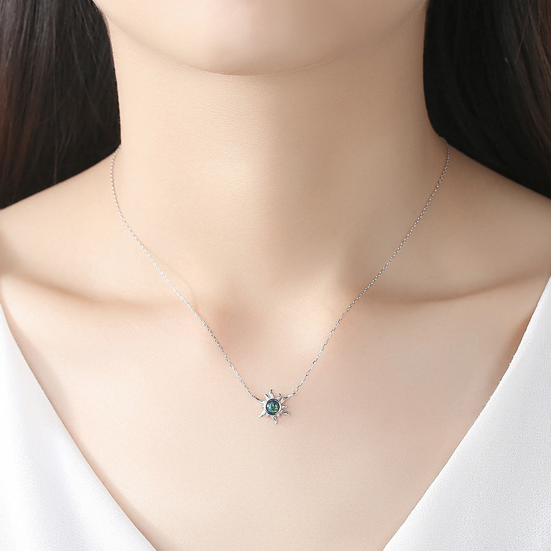 Olivenorma Opal Sun Shaped 925 Sterling Silver Necklace - image 5