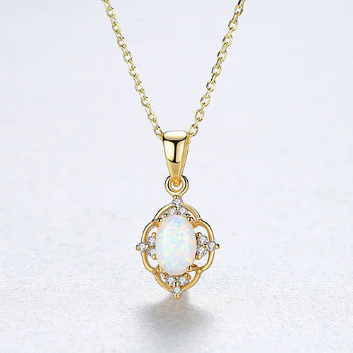 Olivenorma Opal Charm 925 Sterling Silver Necklace - Gold - image 1