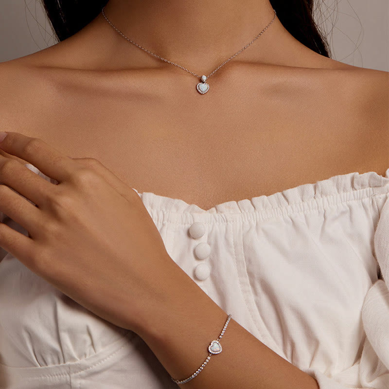 Olivenorma Heart Shaped Charm Necklace Bracelet Jewelry Set - image 11