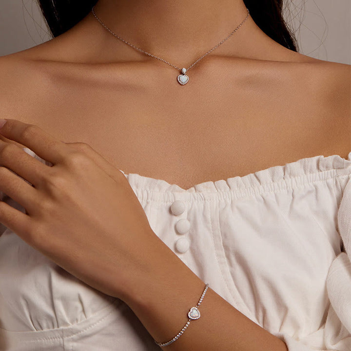 Olivenorma Heart Shaped Charm Necklace Bracelet Jewelry Set - image 11