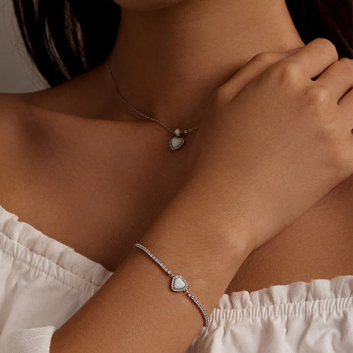 Olivenorma Heart Shaped Charm Necklace Bracelet Jewelry Set - image 9