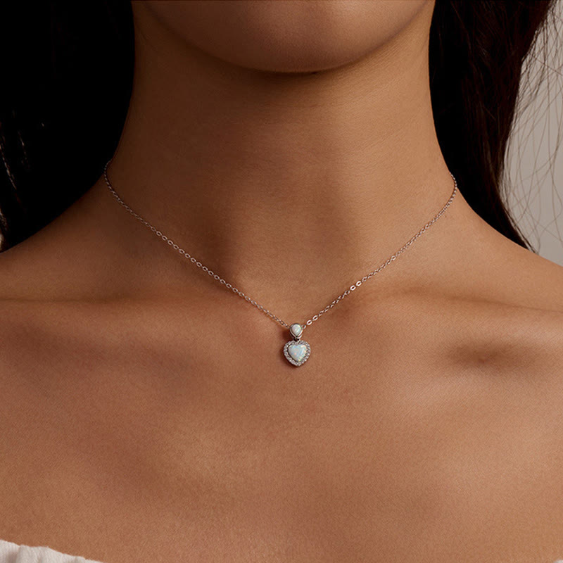 Olivenorma Heart Shaped Charm Necklace Bracelet Jewelry Set - image 1