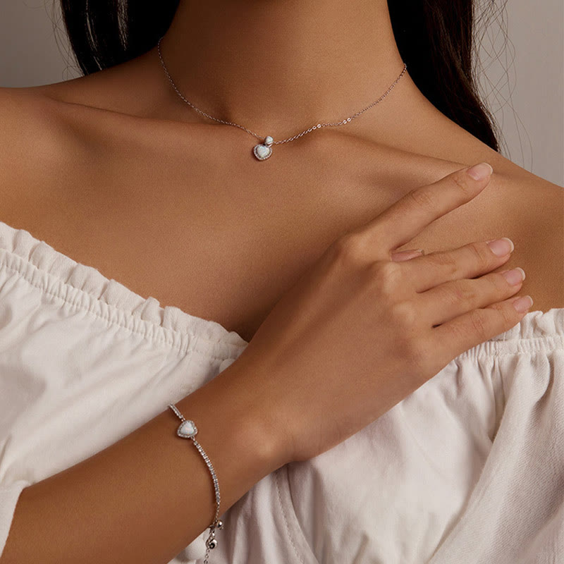 Olivenorma Heart Shaped Charm Necklace Bracelet Jewelry Set - image 10