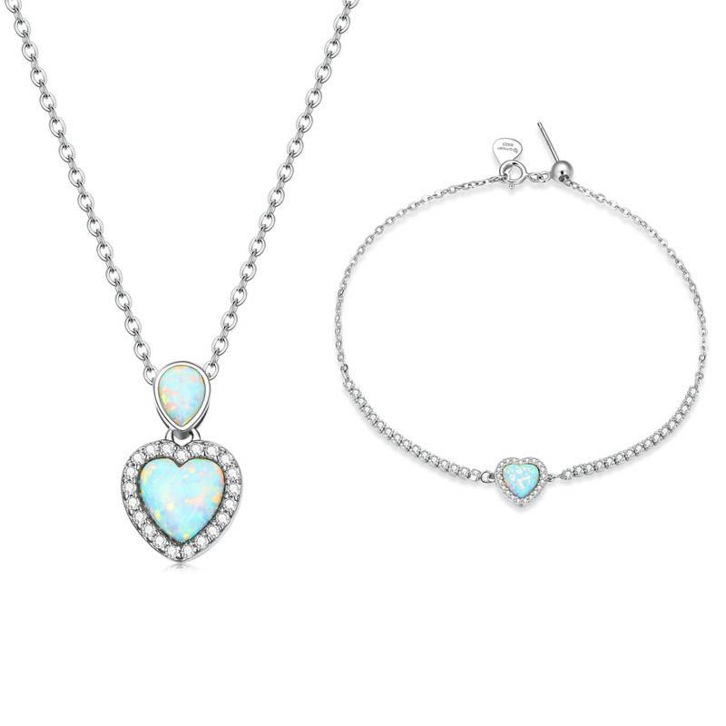 Olivenorma Heart Shaped Charm Necklace Bracelet Jewelry Set - Jewelry Set - image 8