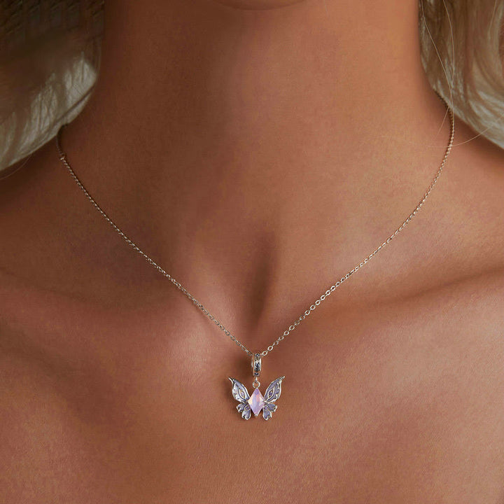 Olivenorma Butterfly Shaped Opal Charm S925 Silver Necklace - image 1