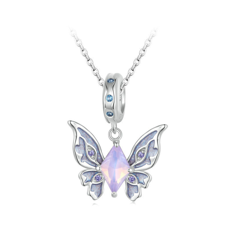 Olivenorma Butterfly Shaped Opal Charm S925 Silver Necklace - Opal - image 0