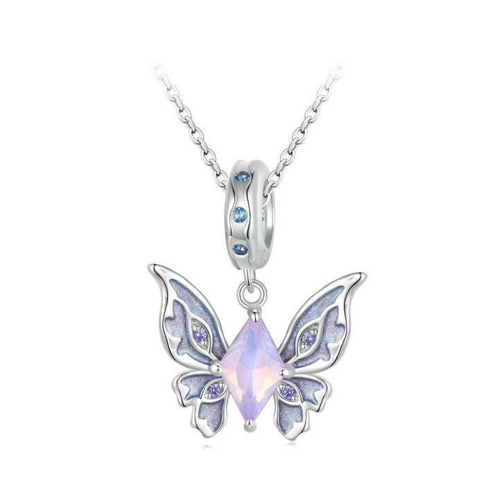 Olivenorma Butterfly Shaped Opal Charm S925 Silver Necklace - Opal - image 0