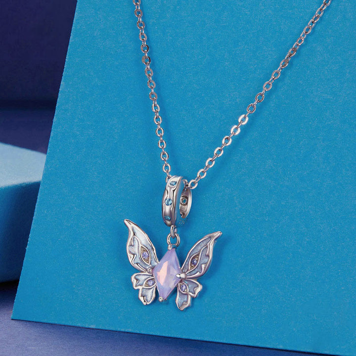 Olivenorma Butterfly Shaped Opal Charm S925 Silver Necklace - image 2