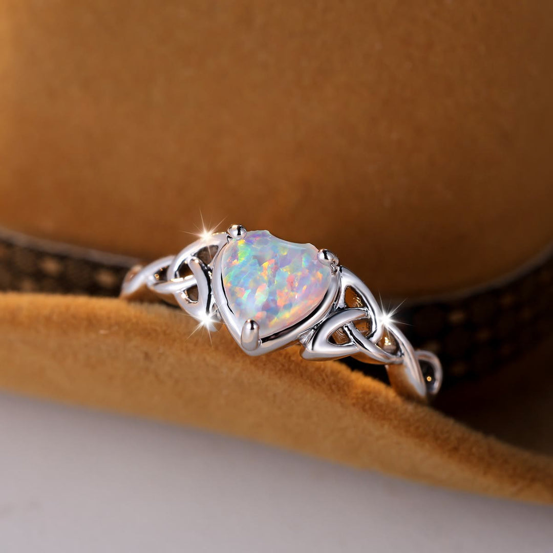 Olivenorma "Eternity Twist" Opal Heart Promise Ring - image 15