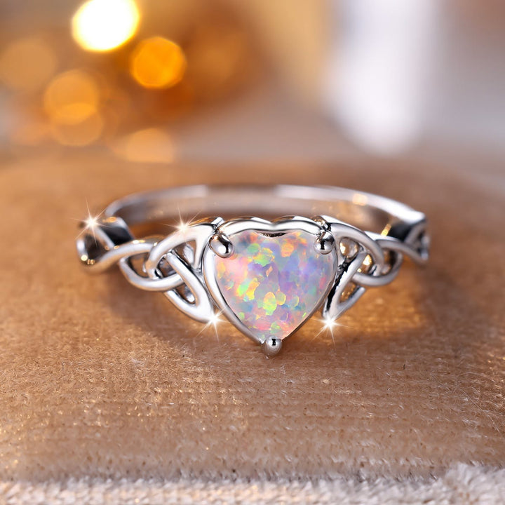 Olivenorma "Eternity Twist" Opal Heart Promise Ring - image 16