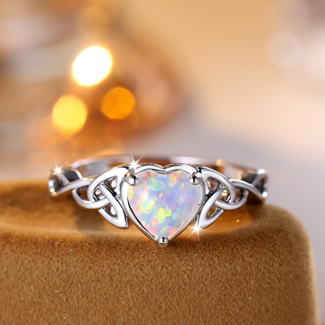 Olivenorma "Eternity Twist" Opal Heart Promise Ring - image 14