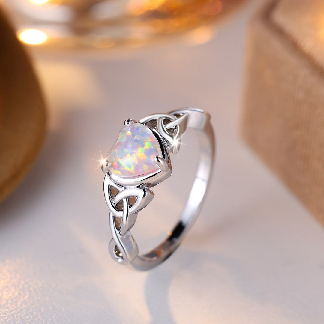 Olivenorma "Eternity Twist" Opal Heart Promise Ring - Heart & Knot - 10 - image 13