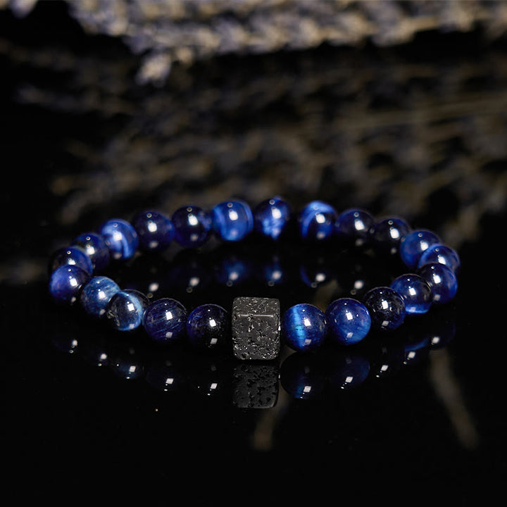 Olivenorma Blue Tiger Eye Lava Stone Beaded Bracelet - image 4