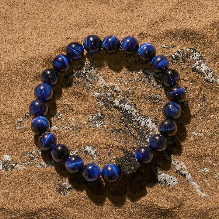 Olivenorma Blue Tiger Eye Lava Stone Beaded Bracelet - image 3