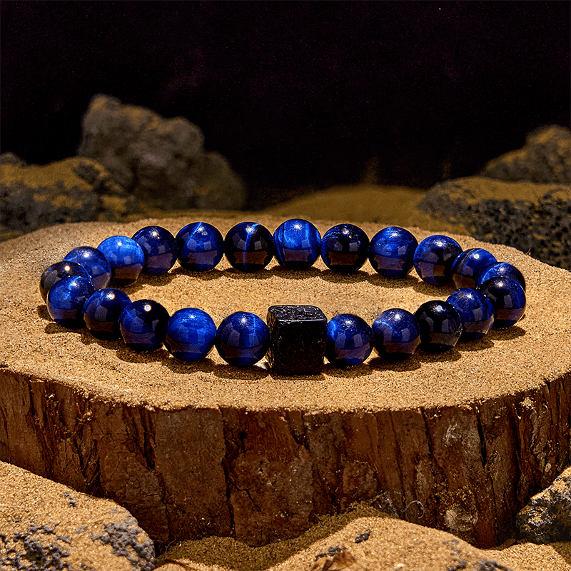 Olivenorma Blue Tiger Eye Lava Stone Beaded Bracelet - Blue Tiger Eye & Lava Stone - image 0