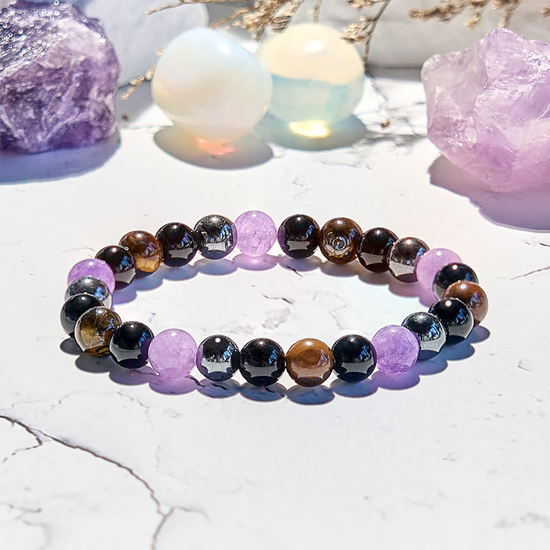 Olivenorma Amethyst Obsidian Tiger Eye Hematite Beaded Bracelet - image 2