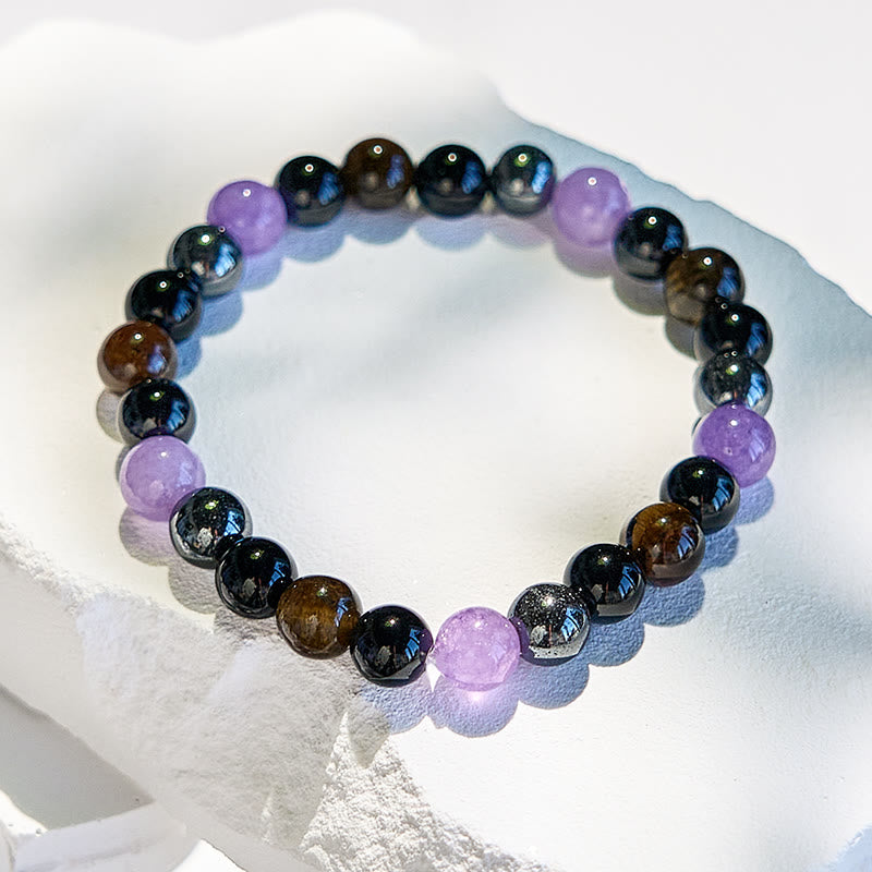 Olivenorma Amethyst Obsidian Tiger Eye Hematite Beaded Bracelet - image 3