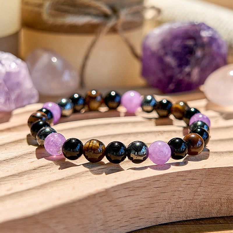 Olivenorma Amethyst Obsidian Tiger Eye Hematite Beaded Bracelet - image 4