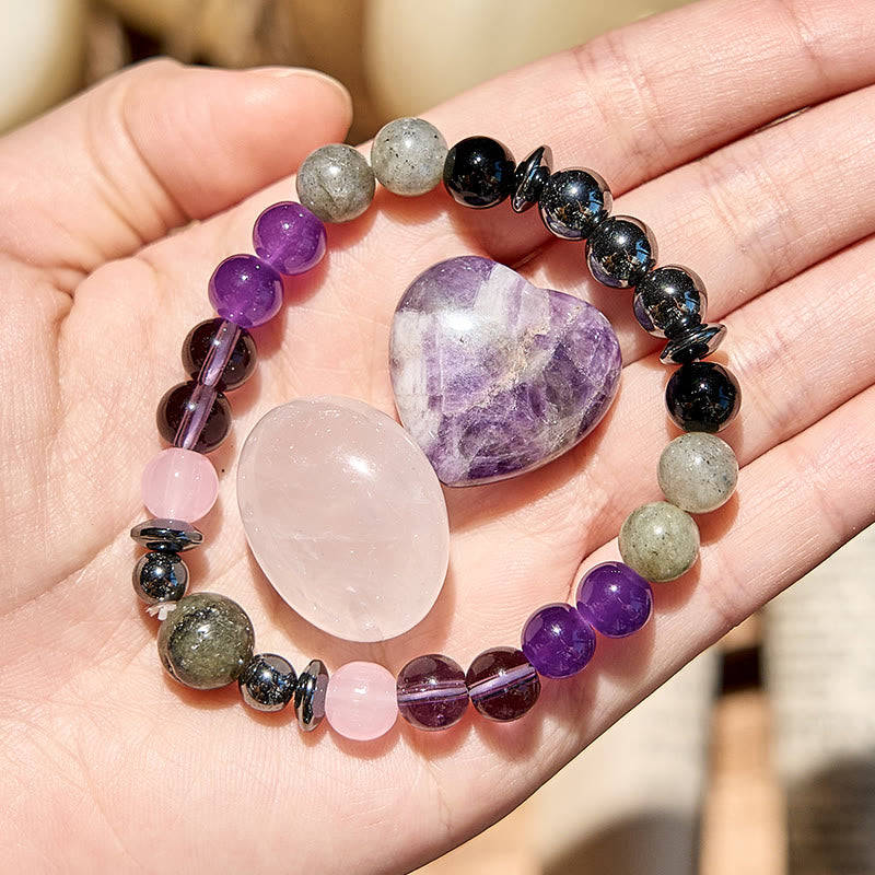 Olivenorma Labradorite Amethyst Rose Quartz Hematite Beaded Bracelet - Natural Stone - image 0