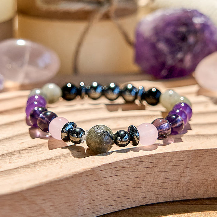 Olivenorma Labradorite Amethyst Rose Quartz Hematite Beaded Bracelet - image 1