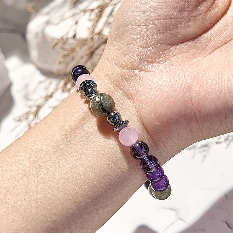 Olivenorma Labradorite Amethyst Rose Quartz Hematite Beaded Bracelet - image 2