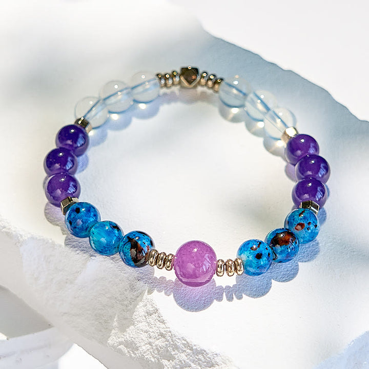 Olivenorma Amethyst Clear Crystal Blue Beaded Bracelet - image 4