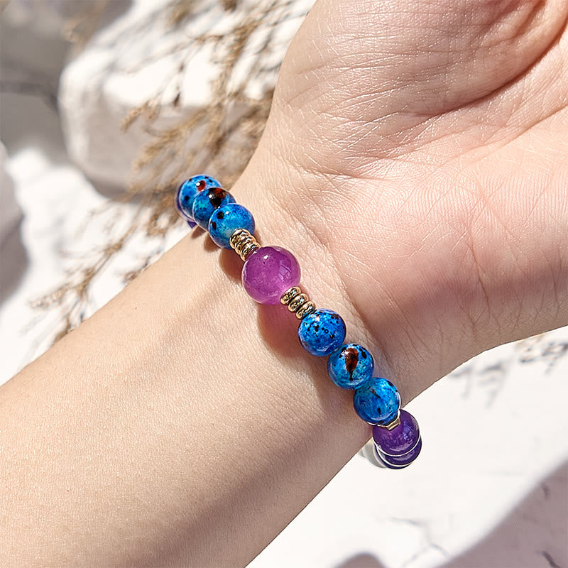 Olivenorma Amethyst Clear Crystal Blue Beaded Bracelet - image 2