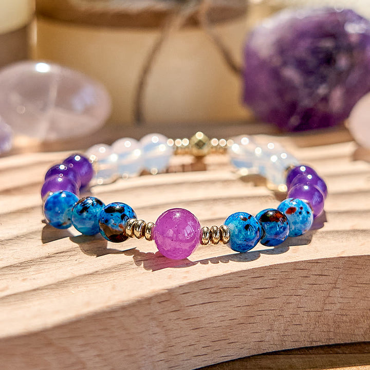Olivenorma Amethyst Clear Crystal Blue Beaded Bracelet - image 1