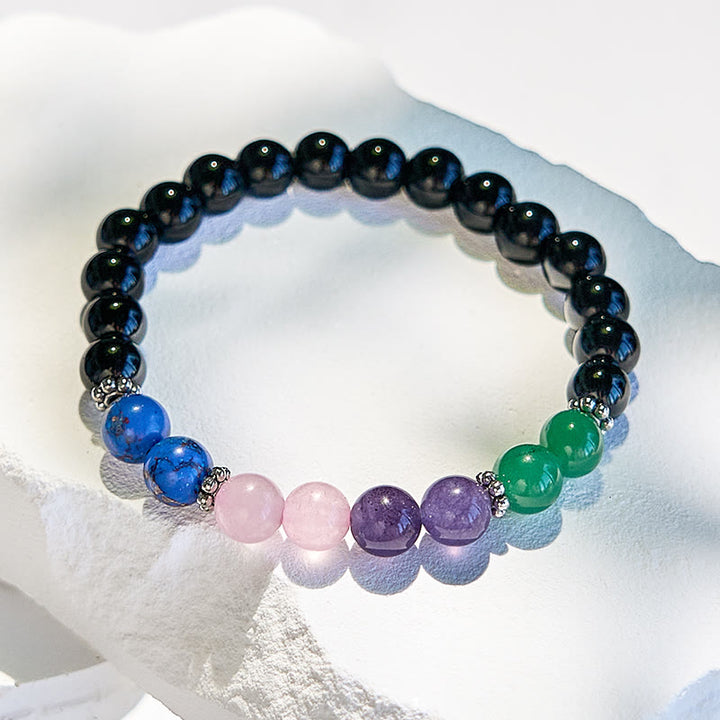 Olivenorma Obsidian Lapis Lazuli Rose Quartz Beaded Bracelet - image 4