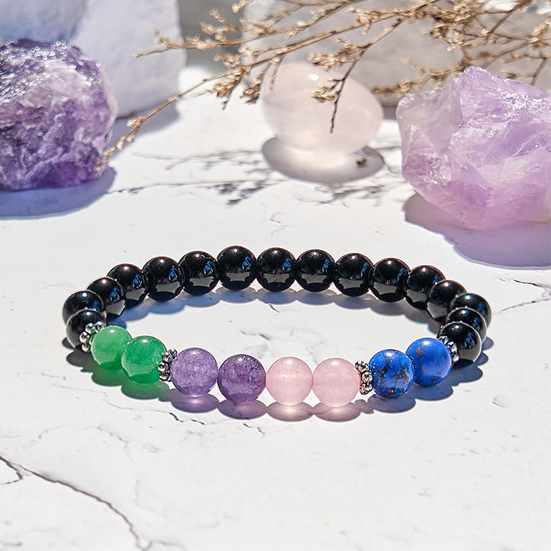 Olivenorma Obsidian Lapis Lazuli Rose Quartz Beaded Bracelet - image 3