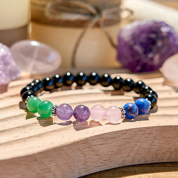 Olivenorma Obsidian Lapis Lazuli Rose Quartz Beaded Bracelet - image 2